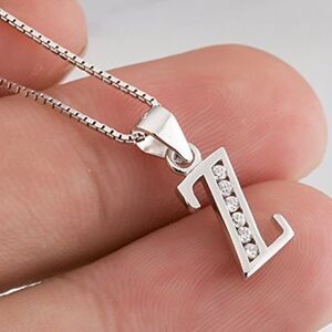 Initial Sterling Silver and CZ Necklace